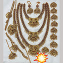 Manisha Jewellery Gold Plated Pota Stone And Temple Bridal Necklace Set