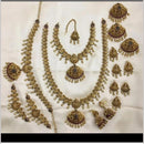 Manisha Jewellery Gold Plated Pota Stone And Temple Bridal Necklace Set