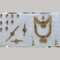 Manisha Jewellery Gold Plated Pota Stone And Temple Bridal Necklace Set