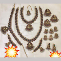 Manisha Jewellery Gold Plated Pota Stone And Temple Bridal Necklace Set