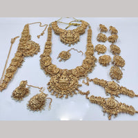 Manisha Jewellery Gold Plated Pota Stone And Temple Bridal Necklace Set