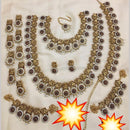 Manisha Jewellery Gold Plated Pota Stone And Temple Bridal Necklace Set