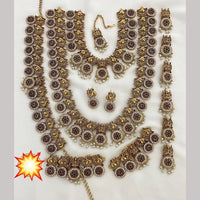 Manisha Jewellery Gold Plated Pota Stone And Temple Bridal Necklace Set