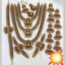 Manisha Jewellery Gold Plated Pota Stone And Temple Bridal Necklace Set
