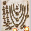 Manisha Jewellery Gold Plated Pota Stone And Temple Bridal Necklace Set