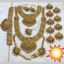 Manisha Jewellery Gold Plated Pota Stone And Temple Bridal Necklace Set