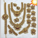 Manisha Jewellery Gold Plated Pota Stone And Temple Bridal Necklace Set