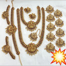 Manisha Jewellery Gold Plated Pota Stone And Temple Bridal Necklace Set