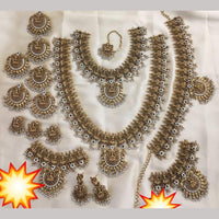 Manisha Jewellery Gold Plated Pota Stone And Temple Bridal Necklace Set