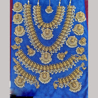 Manisha Jewellery Gold Plated Pota Stone And Temple Bridal Necklace Set