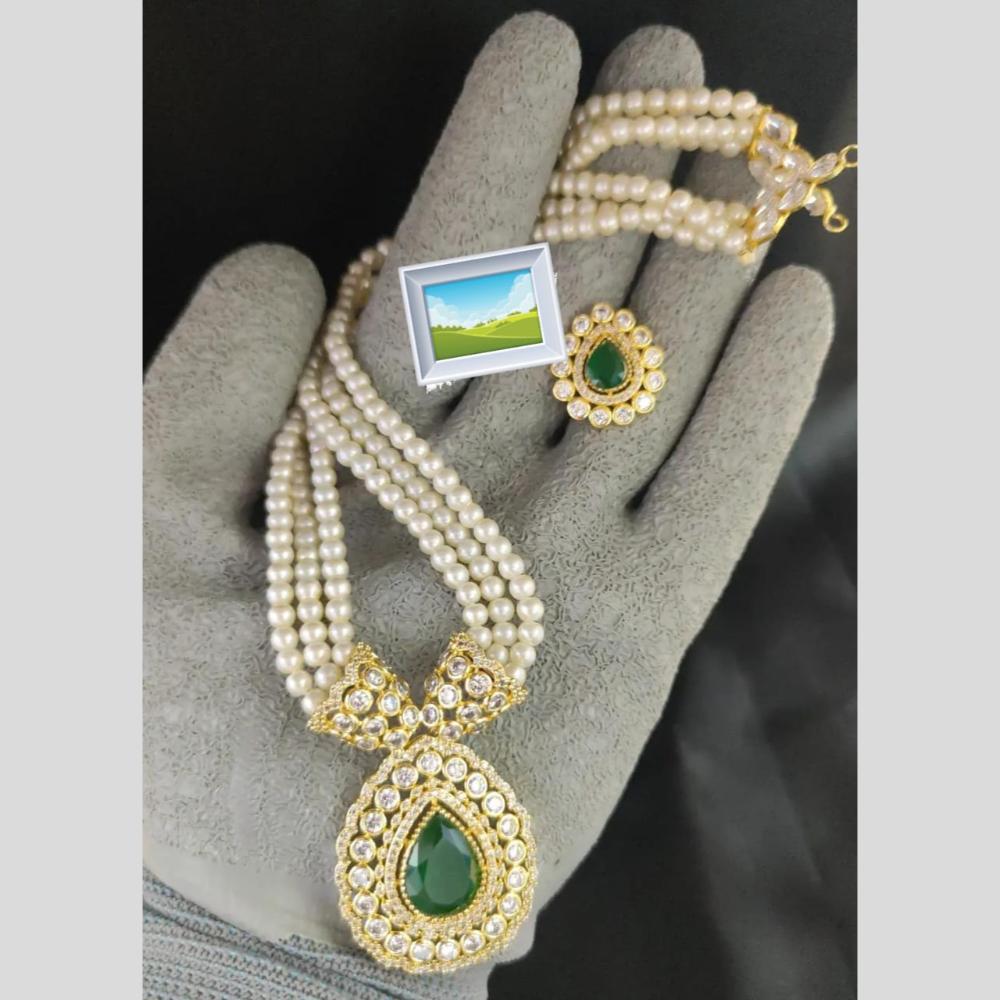 Manisha Jewellery Gold Plated Pota Stone And Pearl Necklace Set