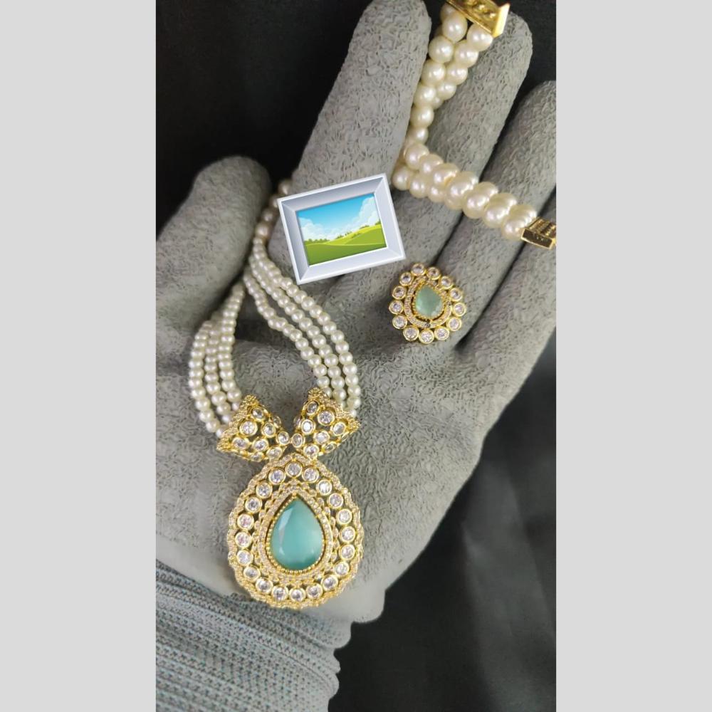 Manisha Jewellery Gold Plated Pota Stone And Pearl Necklace Set