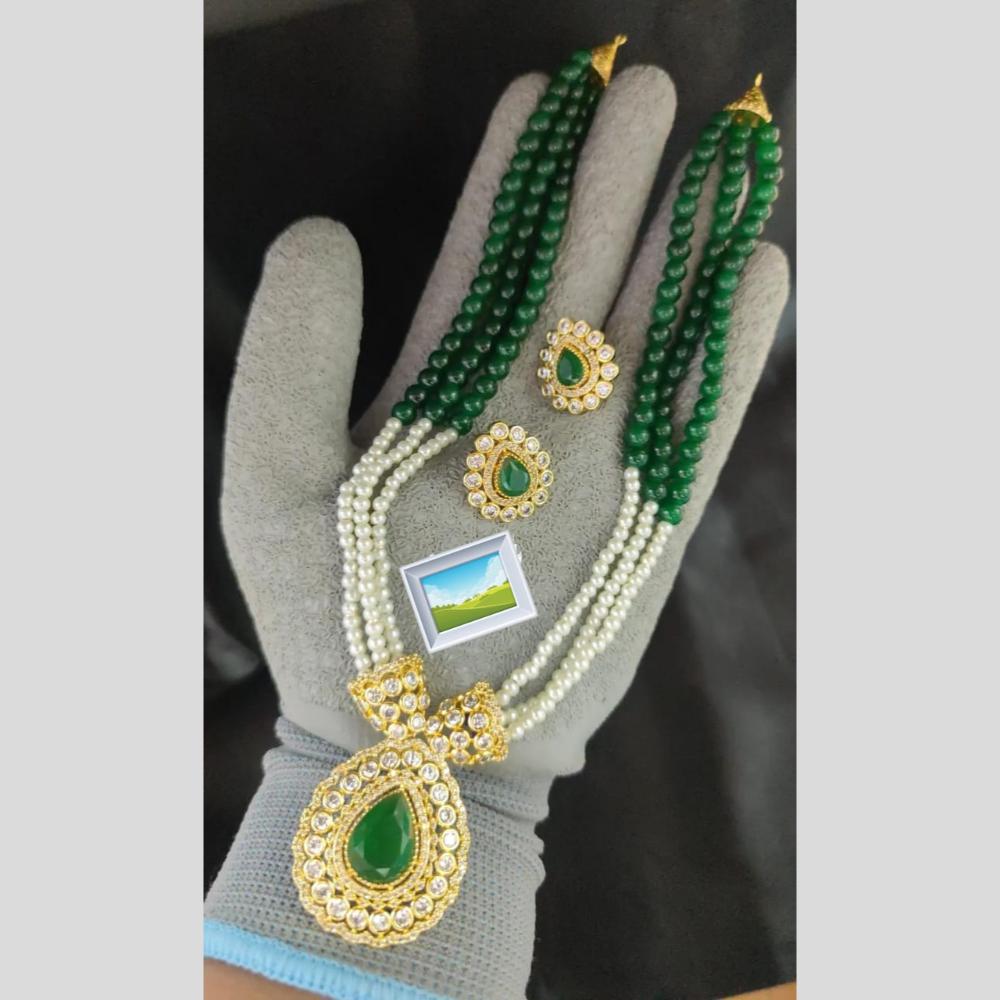 Manisha Jewellery Gold Plated Pota Stone And Pearl Necklace Set