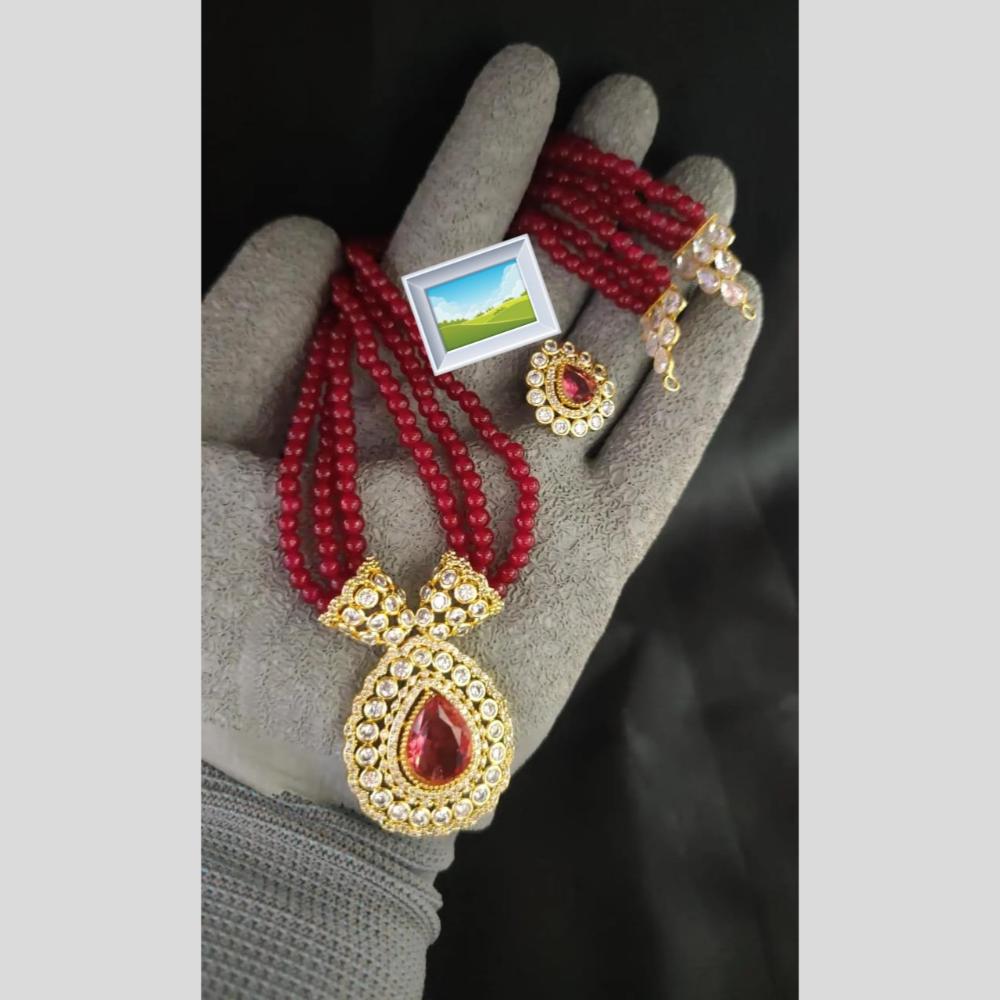 Manisha Jewellery Gold Plated Pota Stone And Pearl Necklace Set