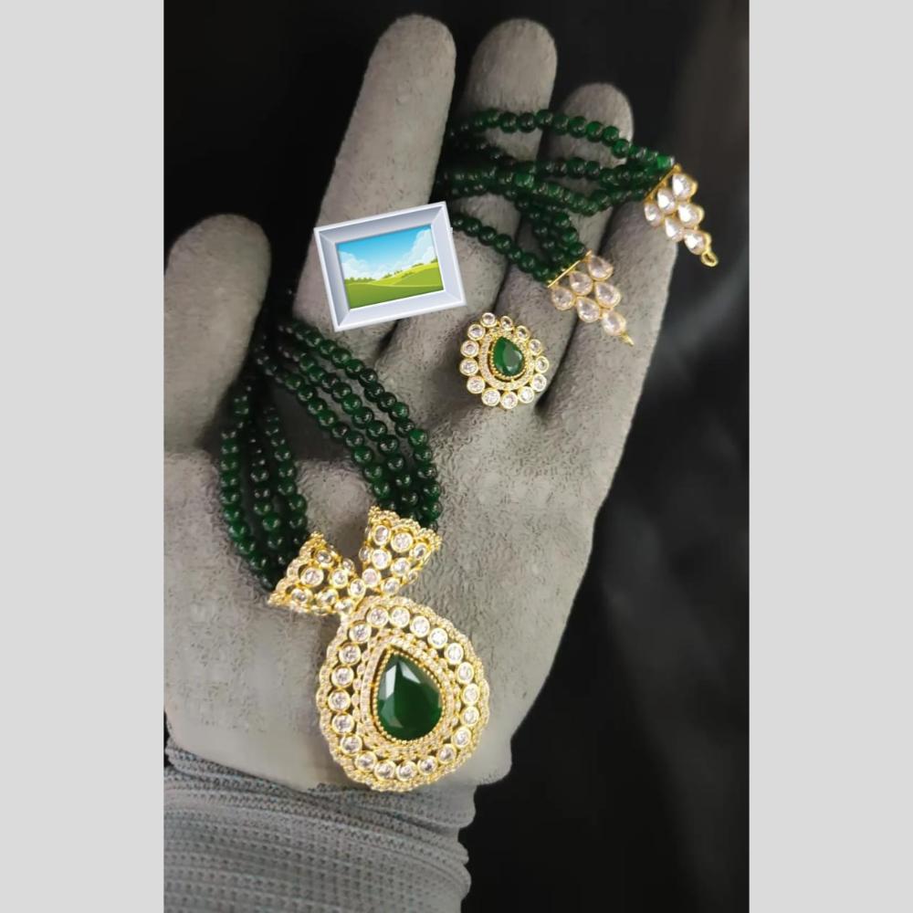 Manisha Jewellery Gold Plated Pota Stone And Pearl Necklace Set