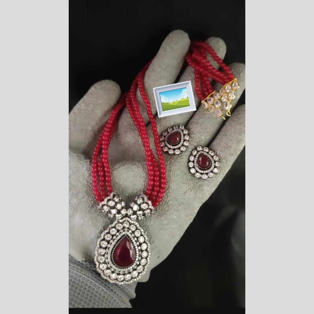 Manisha Jewellery Pota Stone And Pearl Necklace Set