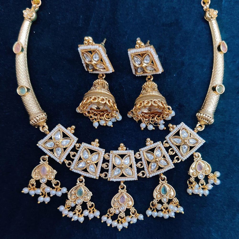 Manisha Jewellery Gold Plated Kundan And Pearls Necklace Set