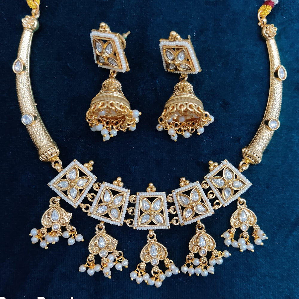 Manisha Jewellery Gold Plated Kundan And Pearls Necklace Set