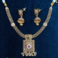 Manisha Jewellery Gold Plated Pota Stone And Beads Necklace Set