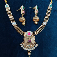Manisha Jewellery Gold Plated Pota Stone And Beads Necklace Set