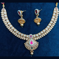 Manisha Jewellery Gold Plated Pota Stone And Beads Necklace Set