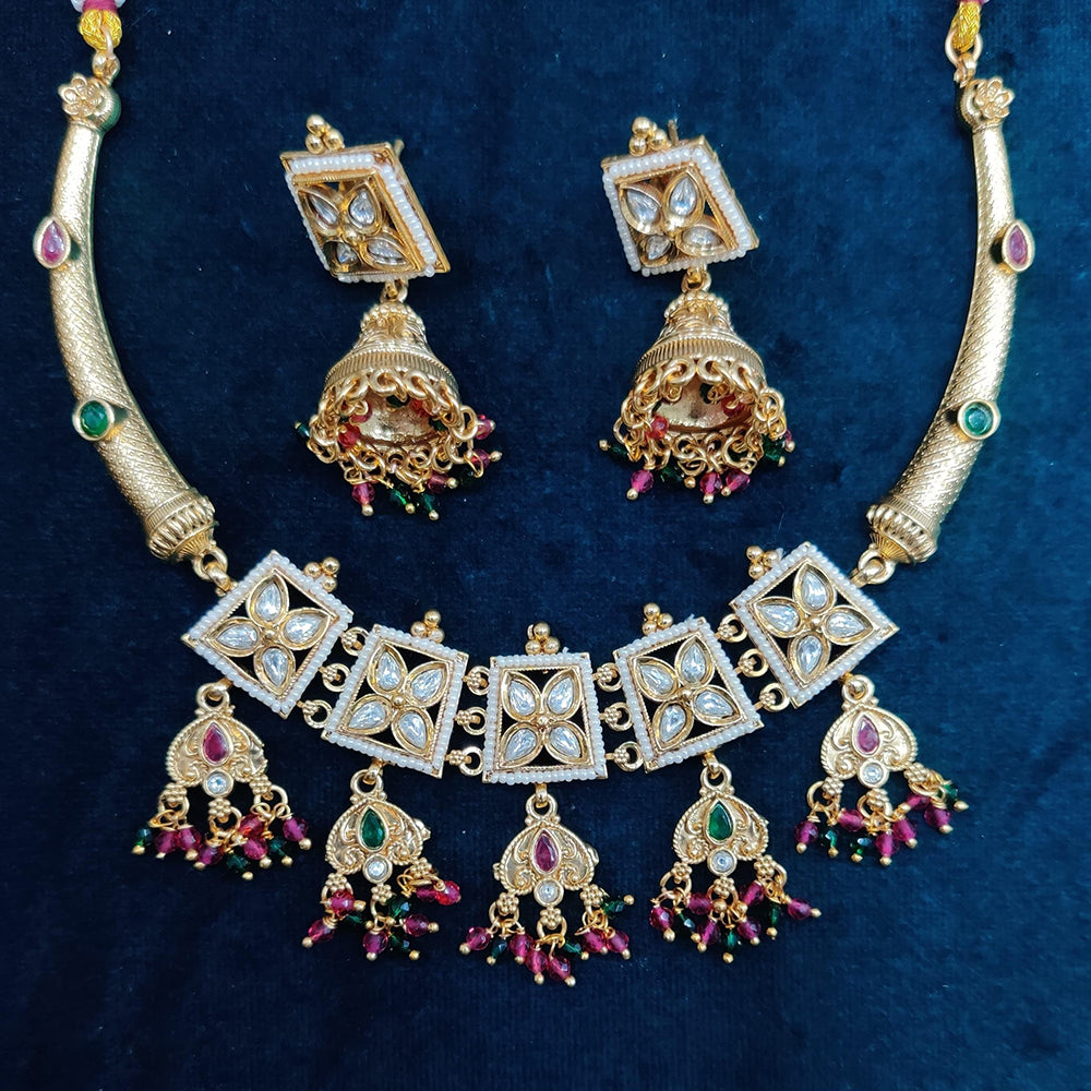 Manisha Jewellery Gold Plated Kundan And Pearls Necklace Set