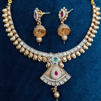 Manisha Jewellery Gold Plated Kundan And Pearls Necklace Set