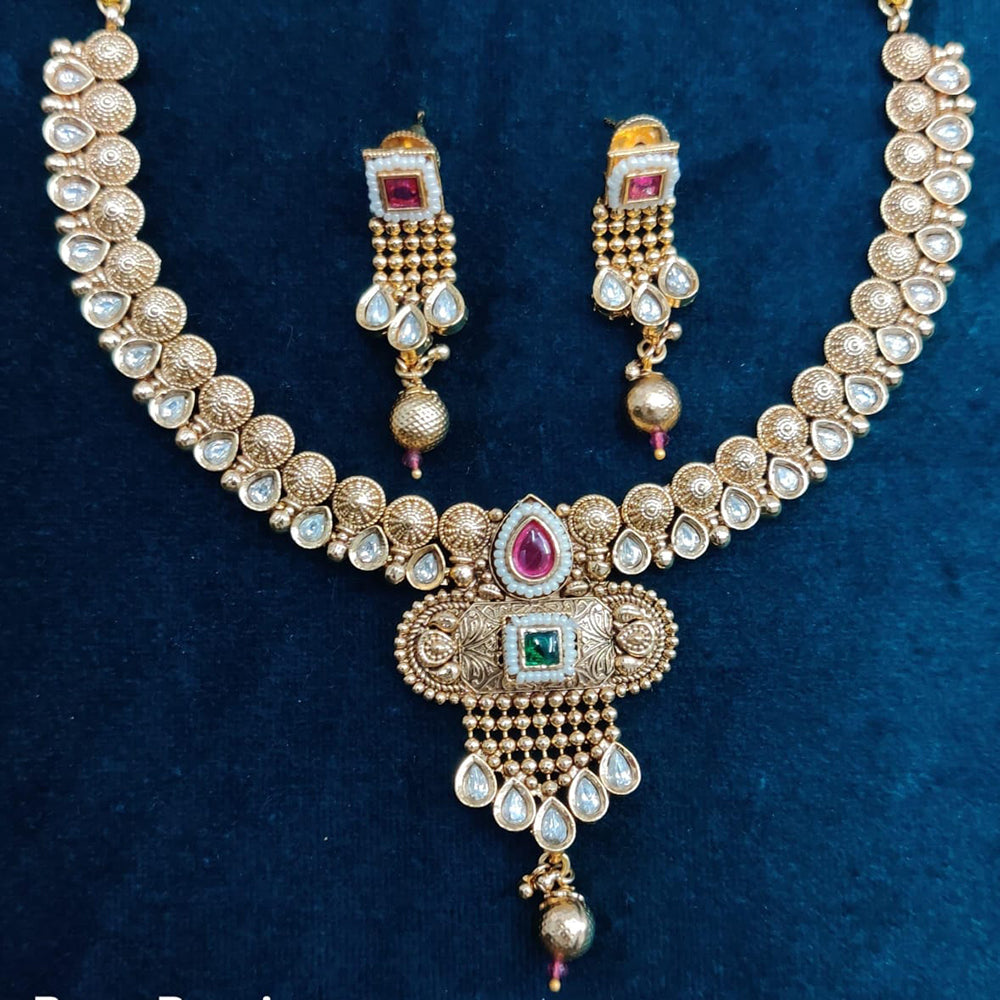 Manisha Jewellery Gold Plated Kundan And Pearls Necklace Set