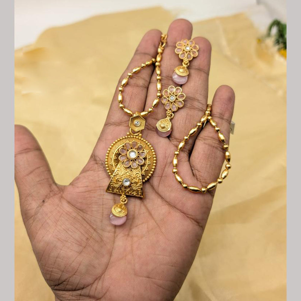 Manisha Jewellery Gold Plated Pota Stone Chain Pendant