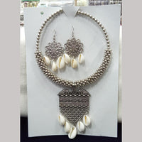 Manisha Jewellery Oxidised Plated Shell Necklace Set