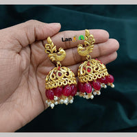 Manisha Jewellery Gold Plated Pota Stone And Beads Jhumki Earrings