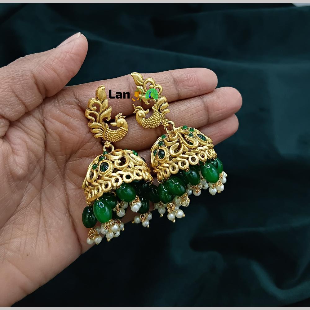 Manisha Jewellery Gold Plated Pota Stone And Beads Jhumki Earrings