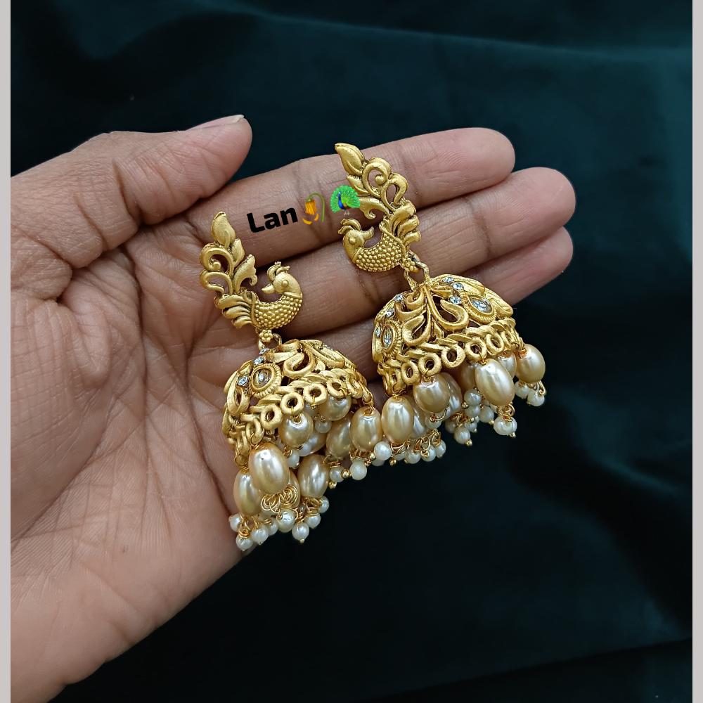 Manisha Jewellery Gold Plated Pota Stone And Beads Jhumki Earrings