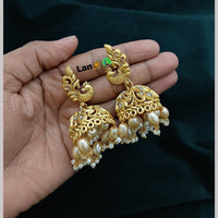 Manisha Jewellery Gold Plated Pota Stone And Beads Jhumki Earrings