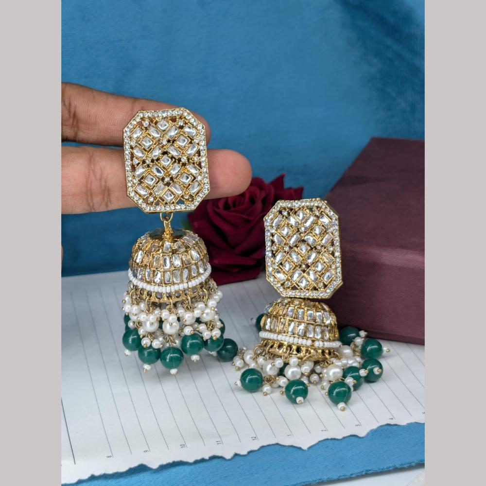 Manisha Jewellery Gold Plated Kundan Stone & Beads Jhumki Earrings