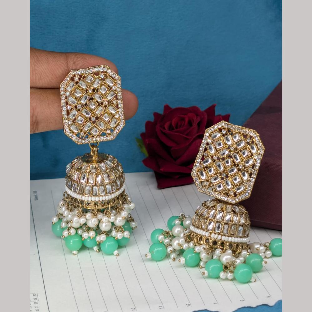 Manisha Jewellery Gold Plated Kundan Stone & Beads Jhumki Earrings