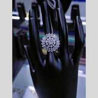 Manisha Jewellery  Elegant Silver-Plated American Diamond Ring for Women