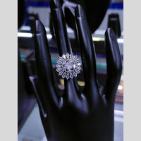 Manisha Jewellery  Elegant Silver-Plated American Diamond Ring for Women