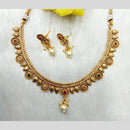 Manisha Jewellery Gold Plated Pota Stone And Pearl Necklace Set