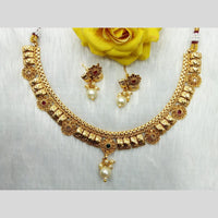 Manisha Jewellery Gold Plated Pota Stone And Pearl Necklace Set