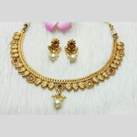 Manisha Jewellery Gold Plated Pota Stone And Pearl Necklace Set