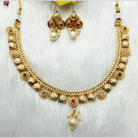 Manisha Jewellery Gold Plated Pota Stone And Pearl Necklace Set