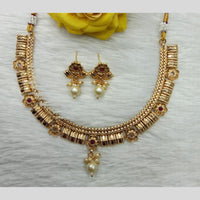 Manisha Jewellery Gold Plated Pota Stone And Pearl Necklace Set