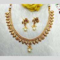 Manisha Jewellery Gold Plated Pota Stone And Pearl Necklace Set