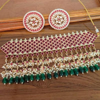 Manisha Jewellery Gold Plated Pota Stone And Beads Choker Necklace Set
