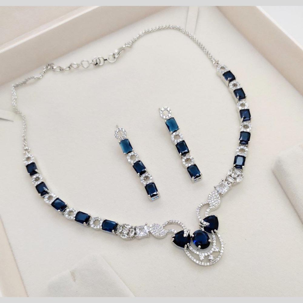 Manisha Jewellery Silver Plated American Diamonds Necklace Set