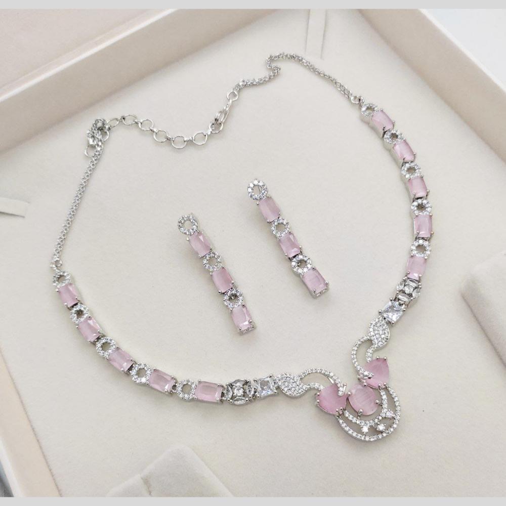 Manisha Jewellery Silver Plated American Diamonds Necklace Set