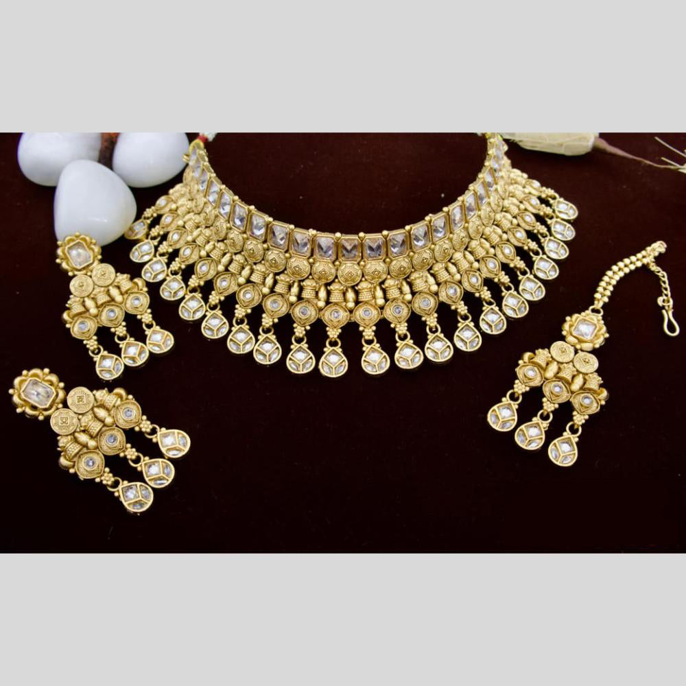 Manisha Jewellery Gold Plated Pota Stone Choker Necklace Set