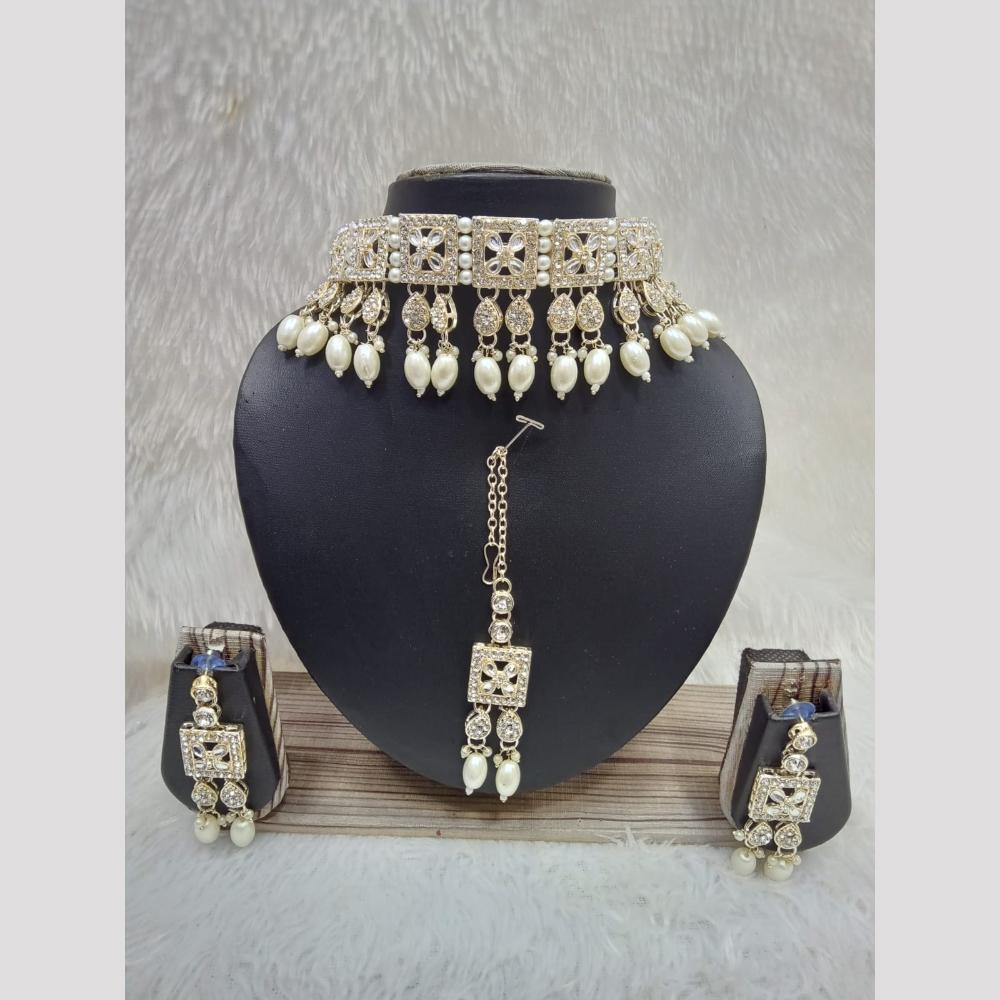 Manisha Jewellery Modern Mughal Kundan And Pearl Choker Necklace Set