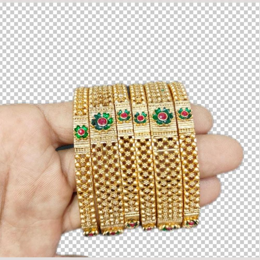Manisha Jewellery Antique Pota And Meenakari Work Bangles Set